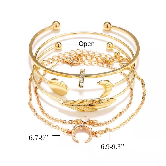 5 Pcs Feather Moon Crystal Gem Bracelet Set - Picture 15 of 15